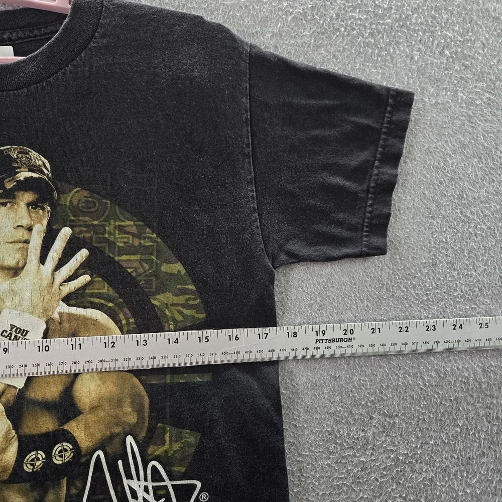 VINTAGE WWE By Hybrid‎ Boy  Shirt MEDIUM Black Graphic John Cena Short Sleeve